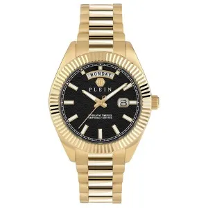 Ρολόι PHILIPP PLEIN PWPNA0424 Superlative από ανοξείδωτο ατσάλι με μαύρο καντράν και μπρασελέ.