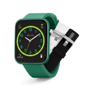 Ρολόι Tikkers TKS13-0030-SET Smartwatch με μαύρο ψηφιακό καντράν και πράσινο καουτσούκ λουράκι.