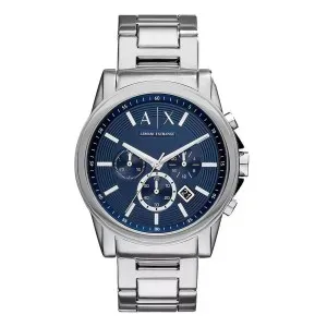 Ρολόι ARMANI EXCHANGE AX2509 Outerbanks από ανοξείδωτο ατσάλι με μπλε καντράν και μπρασελέ.