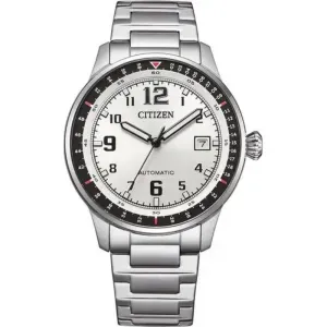 Ανδρικό ρολόι CITIZEN NJ0190-51A Automatic από ανοξείδωτο ατσάλι με ασημί καντράν και ασημί μπρασελέ.