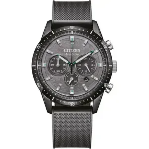 Ανδρικό ρολόι CITIZEN CA4625-02H Eco Drive από ανοξείδωτο ατσάλι με μαύρο καντράν και μαύρο καουτσούκ λουράκι.