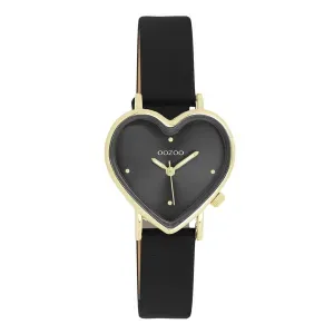 Γυνακείο ρολόι OOZOO C11452 TIMEPIECES με μαύρο καντράν και μαύρο δερμάτινο λουράκι.