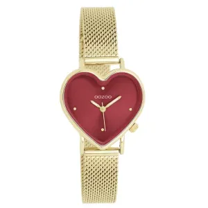Γυνακείο ρολόι OOZOO C11453 TIMEPIECES με κόκκινο καντράν και χρυσό μπρασελέ.
