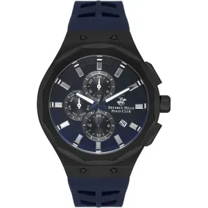 Ανδρικό Ρολόι BEVERLY HILLS POLO CLUB BP3535X.699 από ανοξείδωτο ατσάλι με μπλε καντράν και μπλε καουτσούκ λουράκι..