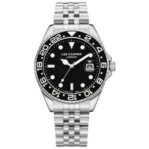 Ανδρικό ρολόι LEE COOPER LC08142.350 με μαύρο καντράν και μπρασελέ.