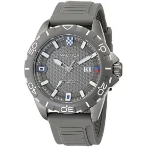 Ανδρικό ρολόι NAUTICA NAPNRS508 NSR από ανοξείδωτο ατσάλι με γκρι καντράν και γκρι καουτσούκ λουράκι.