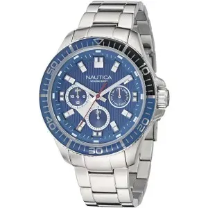 Ανδρικό Ρολόι NAUTICA NAPWRS505 NCT Windrose από ανοξείδωτο ατσάλι με γαλάζιο καντράν και μπρασελέ.