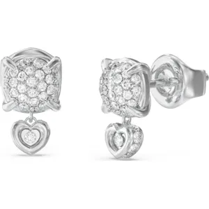 GUESS STEEL L O V E  JUBE05468JWRHT U Σκουλαρίκια Ασημένια Με Πέτρες