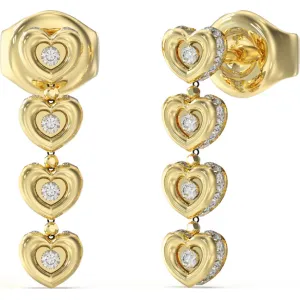 GUESS STEEL L O V E  JUBE05473JWYGT U Σκουλαρίκια Χρυσά Με Καρδιές