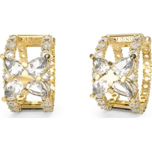 GUESS STEEL WILD FLOWER JUBE05498JWYGT U Σκουλαρίκια Χρυσά Με Πέτρες