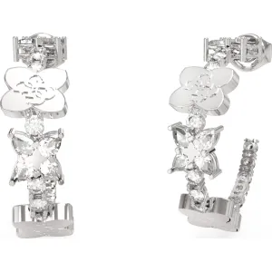 GUESS STEEL WILD FLOWER JUBE05505JWRHT U Κρίκοι Ασημένιοι Με Πέτρες