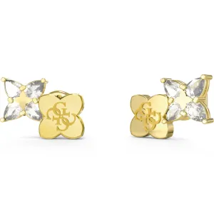 GUESS STEEL WILD FLOWER JUBE05511JWYGT U Σκουλαρίκια Χρυσά Με Πέτρες Και Λογότυπο