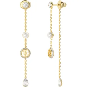 GUESS STEEL TINY PEARLY JUBE05513JWYGT U Σκουλαρίκια Χρυσά Με Πέτρες Και Λογότυπο