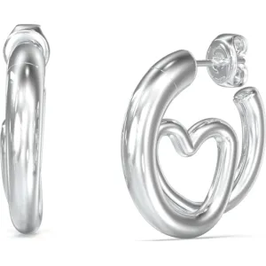 GUESS STEEL ICONIQUE JUBE05529JWRHT U Σκουλαρίκια Ασημένια Καρδιές