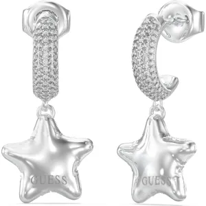 GUESS STEEL ICONIQUE JUBE05548JWRHT U Κρίκοι Ασημένιοι Με Αστέρια Με Πέτρες Και Λογότυπο