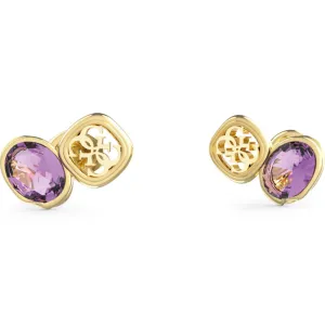 GUESS STEEL MAMOUNIA JUBE05572JWYGMCT U Σκουλαρίκια Χρυσά Με Μωβ Πέτρες Και Λογότυπο