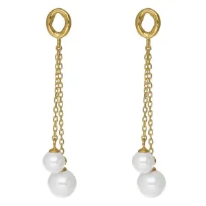 Γυναικεία σκουλαρίκια Victoria Cruz A5203-00DT από επιχρυσωμένο ασήμι 925 με μαργαριτάρια.