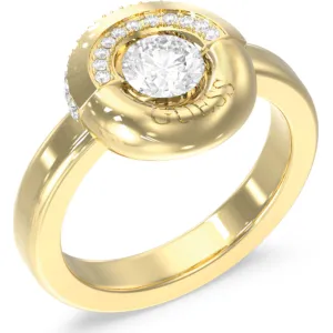 GUESS STEEL MAJORELLE JUBR05379JWYG54 Δαχτυλίδι Χρυσό Με Πέτρες Και Λογότυπο