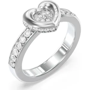 GUESS STEEL L O V E  JUBR05464JWRH56 Δαχτυλίδι Ασημένιο Με Καρδιά Με Πέτρες