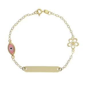 Χρυσό βραχιόλι ταυτότητα με μάτι FL37736