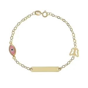 Χρυσό βραχιόλι ταυτότητα με μάτι FL37697
