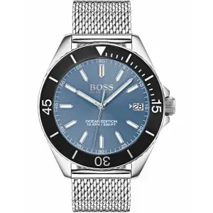 Ανδρικό ρολόι HUGO BOSS 1513561 Ocean Edition από ανοξείδωτο ατσάλι με μπλε καντράν και μπρασελέ.