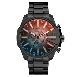 Ρολόι Diesel DZ4689 Mega Chief από ανοξείδωτο ατσάλι με πολύχρωμο καντράν και μπρασελέ.