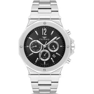 Ανδρικό ρολόι FERRO FM43020A-A2 με μαύρο καντράν και μπρασελέ.