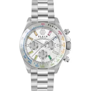 Ρολόι PHILIPP PLEIN PWSBA0123 Nobile από ανοξείδωτο ατσάλι με ασημί καντράν και μπρασελέ.