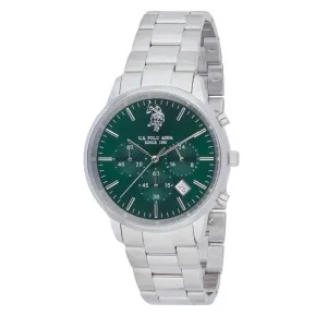 Ανδρικό ρολόι U. S. Polo Assn. USP7246GR HERALD από ανοξείδωτο ατσάλι με πράσινο καντράν και ασημί μπρασελέ.