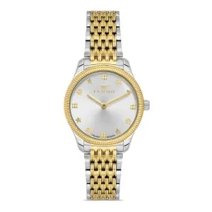 Γυναικείο ρολόι FERRO FL21512AWT-D με ασημί καντράν και μπρασελέ.