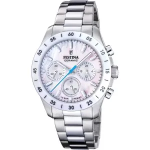 Γυναικείο Ρολόι FESTINA Chronograph F20693/1 από ανοξείδωτο ατσάλι με γκρι φίλντισι καντράν και μπρασελέ.