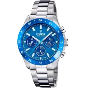 Ανδρικό Ρολόι FESTINA Chronograph F20693/4 από ανοξείδωτο ατσάλι με μπλε καντράν και μπρασελέ.