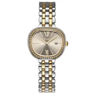 Γυναικείο Ρολόι JCOU JU19085-3 Harp από ανοξείδωτο ατσάλι με μπεζ καντράν και δίχρωμο μπρασελέ