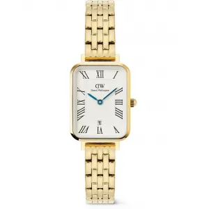 Γυναικείο ρολόι DANIEL WELLINGTON DW00100861 Roman Numerals Date 5-link από ανοξείδωτο ατσάλι με λευκό καντράν και μπρασελέ.