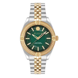 Ρολόι PHILIPP PLEIN PWZFA0225 ICON CHAIN από ανοξείδωτο ατσάλι με πράσινο καντράν και μπρασελέ.