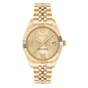 Ρολόι PHILIPP PLEIN PWYFA0425 DATE SUPERLATIVE LADY από ανοξείδωτο ατσάλι με χρυσό καντράν και μπρασελέ.