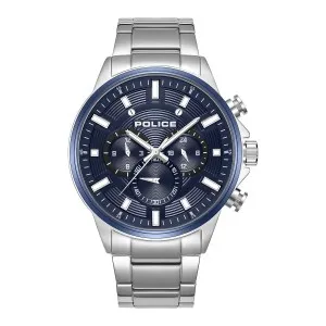 Ανδρικό Ρολόι POLICE PEWJK2195140M KISMET από ανοξείδωτο ατσάλι με μπλε καντράν και μπρασελέ.