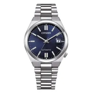 Ρολόι CITIZEN NJ0200-50M Tsuyosa Automatic από ανοξείδωτο ατσάλι με μπλε καντράν και ασημί μπρασελέ.