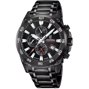 Ανδρικό ρολόι FESTINA F20735/3 από ανοξείδωτο ατσάλι με μαύρο καντράν και μαύρο μπρασελέ.