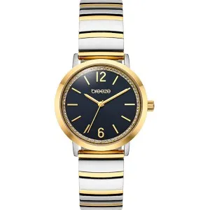 Γυναικείο ρολόι BREEZE 712571.2 Halo από ανοξείδωτο ατσάλι με μαύρο καντράν και ασημί-χρυσό μπρασελέ.