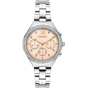 Γυναικείο ρολόι BREEZE 612561.4 Absolute από ανοξείδωτο ατσάλι με ροζ καντράν και ασημί μπρασελέ.