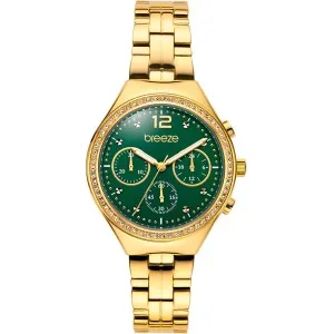 Γυναικείο ρολόι BREEZE 212561.7 Absolute από ανοξείδωτο ατσάλι με πράσινο καντράν και χρυσό μπρασελέ.