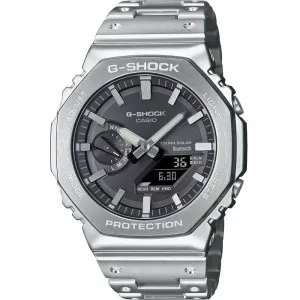 Ρολόι CASIO GM-B2100SD-1AER G-Shock Chronograph με μαύρο καντράν και ασημί μπρασελέ.