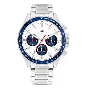 Ανδρικό ρολόι Tommy Hilfiger 1792238 από ανοξείδωτο ατσάλι με λευκό καντράν και μπρασελέ.