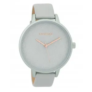 Ρολόι OOZOO C9592 Timepieces Xl με Ανοιχτό Μπλέ Δερμάτινο Λουράκι