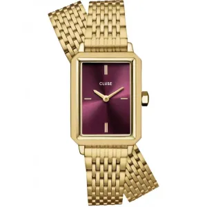 Γυναικείο ρολόι CLUSE CW11516 Fluette Με Κόκκινο Καντράν και Χρυσό Μπρασελέ