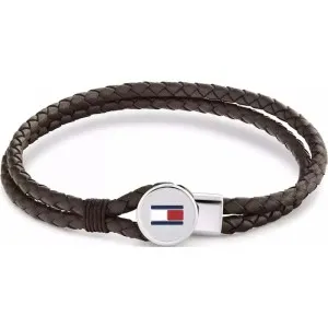Ανδρικό βραχιόλι Tommy Hilfiger 2790655 από ανοξείδωτο ατσάλι με καφέ δέρμα.