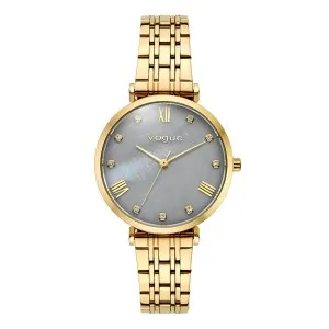 Γυναικείο ρολόι VOGUE 616344 New Bliss από ανοξείδωτο ατσάλι με γκρι φίλντισι καντράν και χρυσό μπρασελέ.