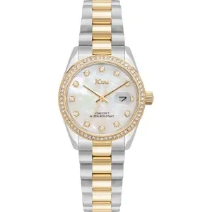 Γυναικείο Ρολόι JCOU JU19082-2 Iris Zircons από ανοξείδωτο ατσάλι με  φίλντισι καντράν και ασημί-χρυσό μπρασελέ.